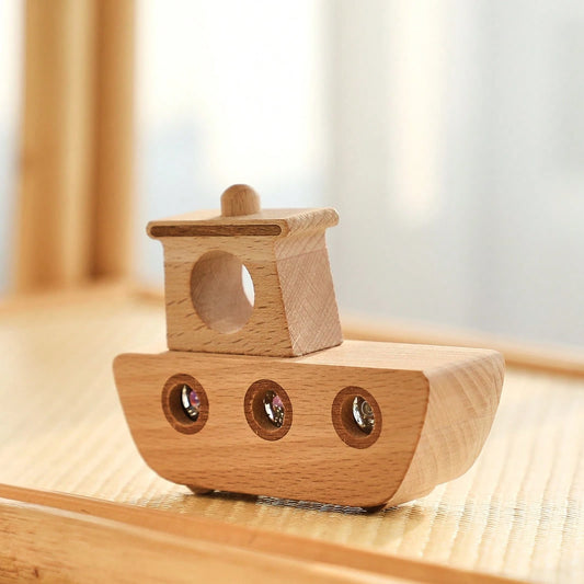 Minimalist Wooden Sailboat Model Toy, Interesting Kaleidoscope Viewer, Color Recognition Early Education Tool, Desktop Puzzle Game, Sensory Exploration Ability Development Aid