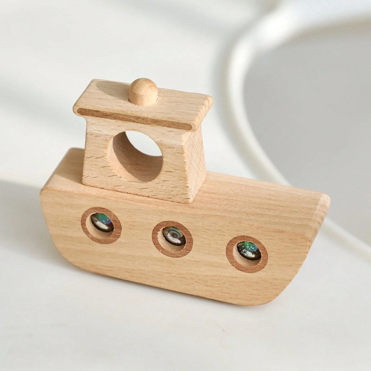 Minimalist Wooden Sailboat Model Toy, Interesting Kaleidoscope Viewer, Color Recognition Early Education Tool, Desktop Puzzle Game, Sensory Exploration Ability Development Aid