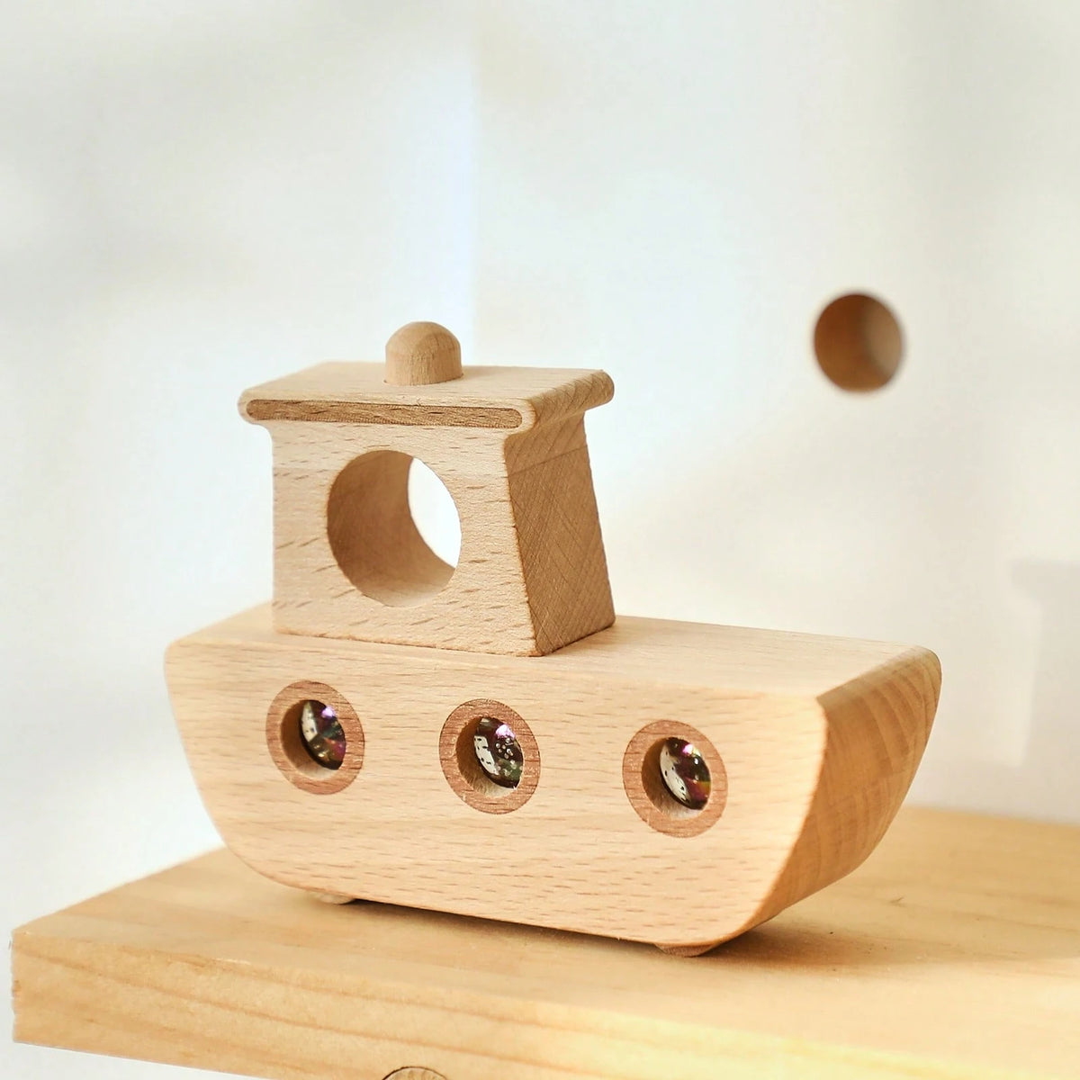 Minimalist Wooden Sailboat Model Toy, Interesting Kaleidoscope Viewer, Color Recognition Early Education Tool, Desktop Puzzle Game, Sensory Exploration Ability Development Aid