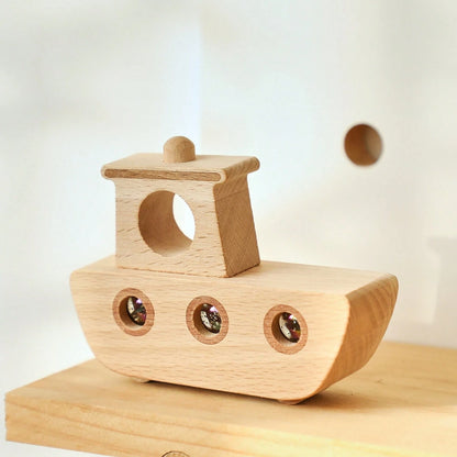 Minimalist Wooden Sailboat Model Toy, Interesting Kaleidoscope Viewer, Color Recognition Early Education Tool, Desktop Puzzle Game, Sensory Exploration Ability Development Aid