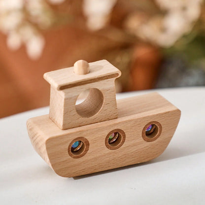 Minimalist Wooden Sailboat Model Toy, Interesting Kaleidoscope Viewer, Color Recognition Early Education Tool, Desktop Puzzle Game, Sensory Exploration Ability Development Aid
