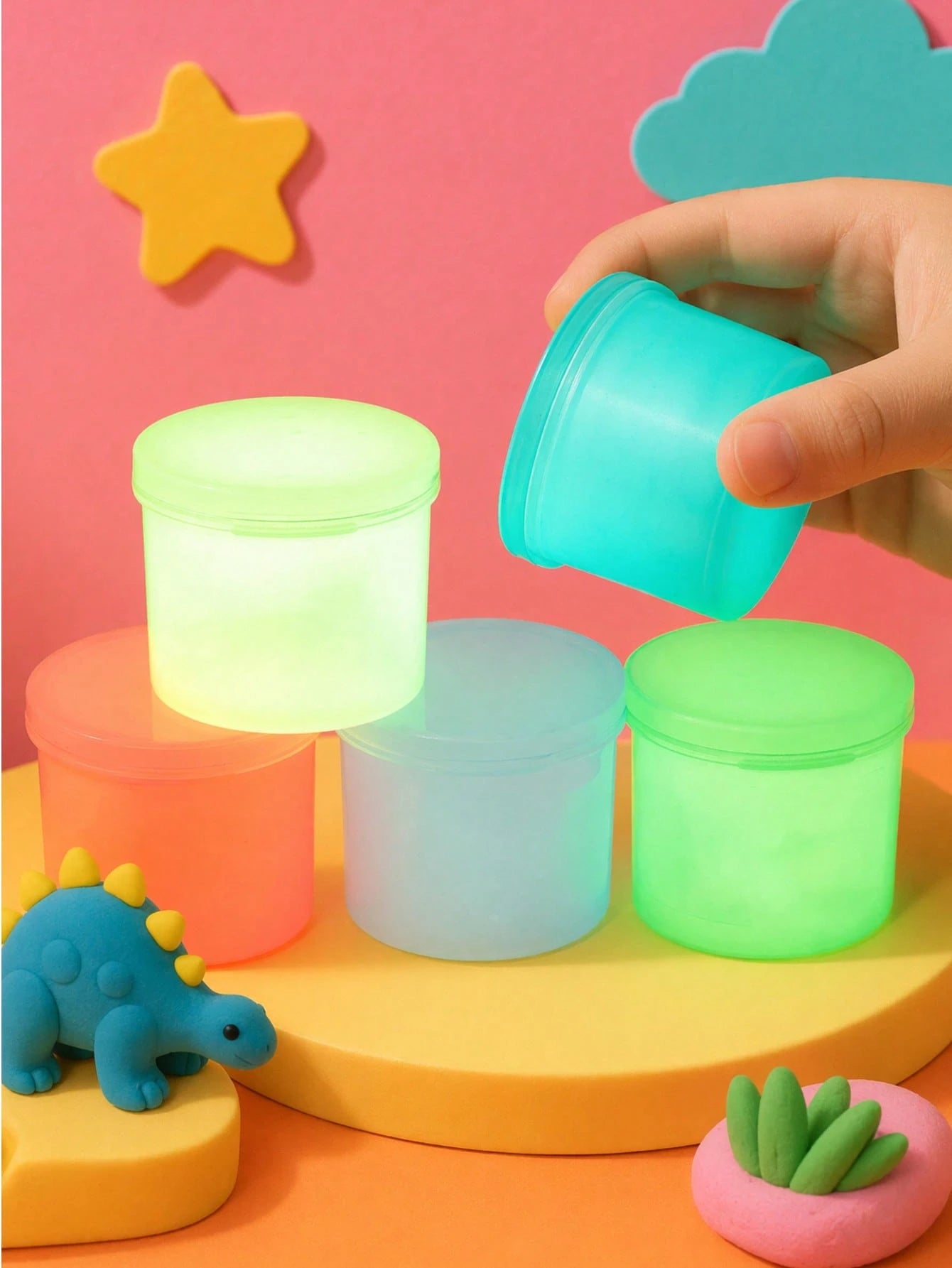 MINKOJA 1pc/5pcs Luminous Slime, Clay Toy Set, Non-Stick Luminous Crystal Mud, DIY Handmade Colored Mud, Decompression Toys, Extrusion Toys, Creative DIY Toys, Decorations, Ornaments, Party Activities