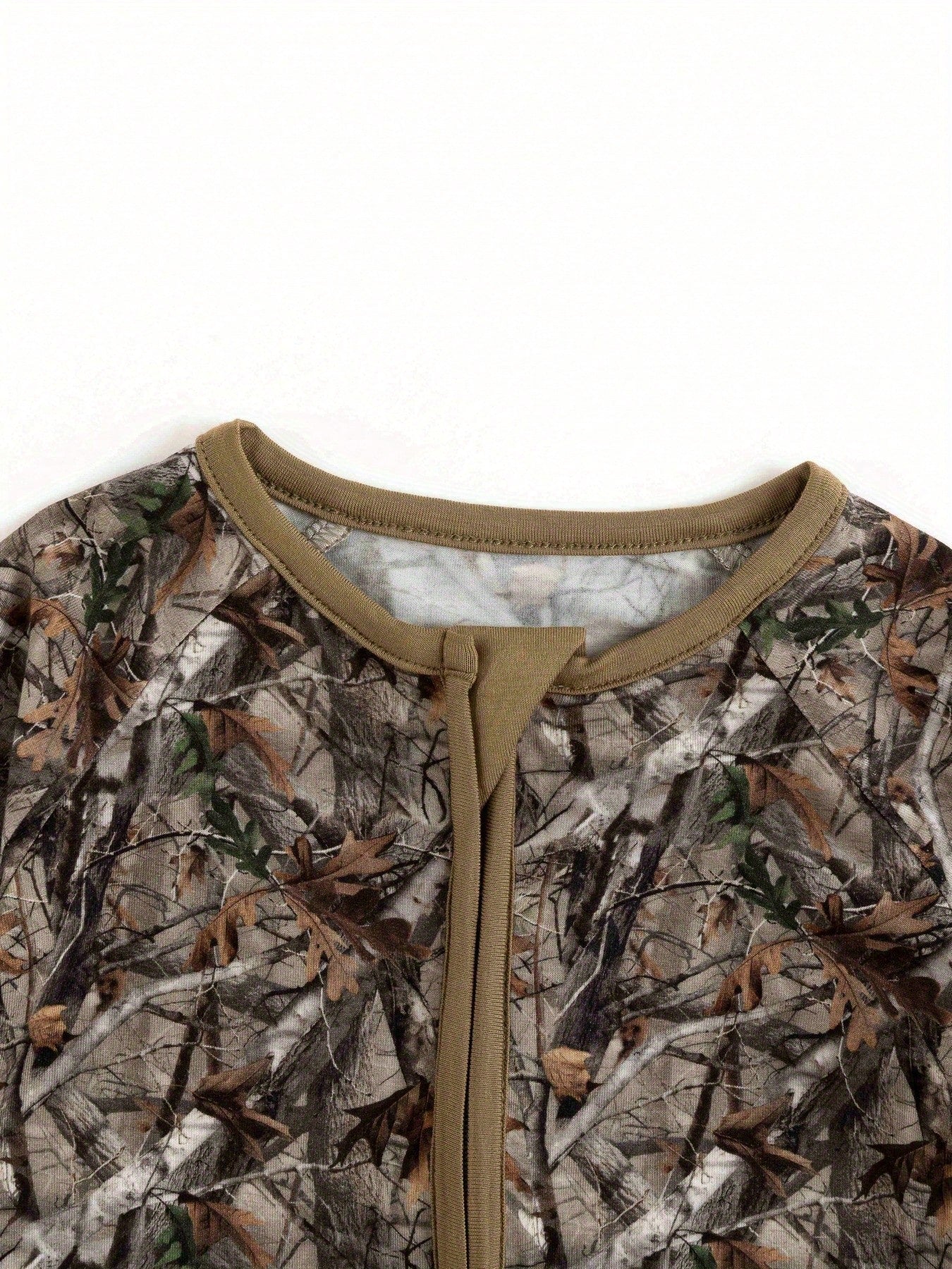 MIOZING Camouflage Print Baby Romper, Brown Trim Bamboo Zipper Jumpsuit, Long Sleeve Outfit, All Season Daily Wear&Photo Outfit For Baby Boys/Girls