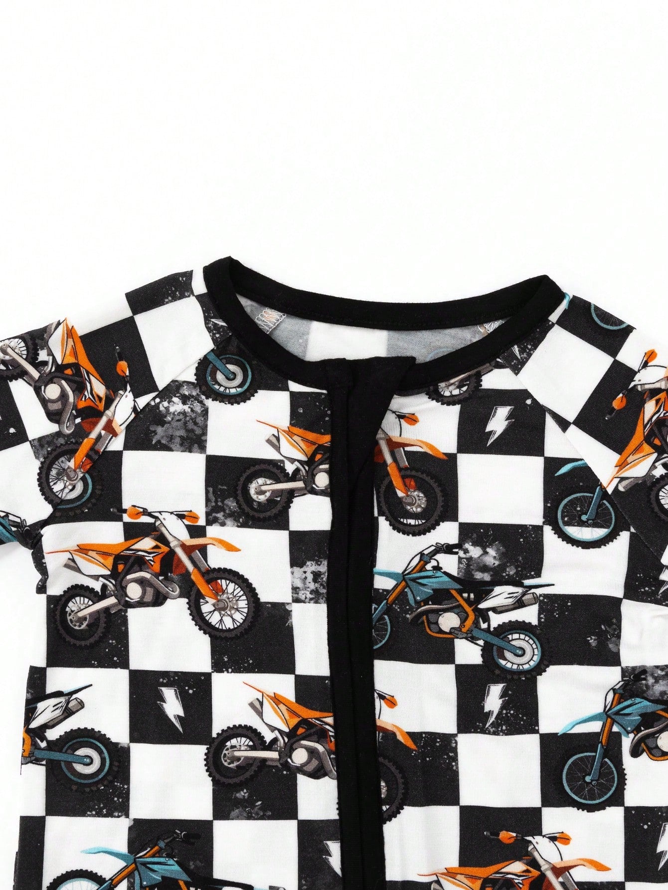 MIOZING Motorcycle Printed Two-Way Zip Romper, Long Sleeve Infant Jumpsuit, Daily Outdoor Casual Outfit, Breathable Bamboo Fiber Fabric For Baby Boys
