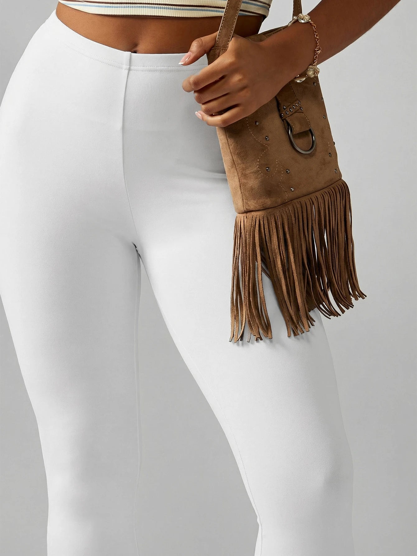 MISSGUIDED Women's White High Waist Capri Leggings Mid Calf Length Stretchy Cropped Pants Casual Summer Everyday Basic Bottoms