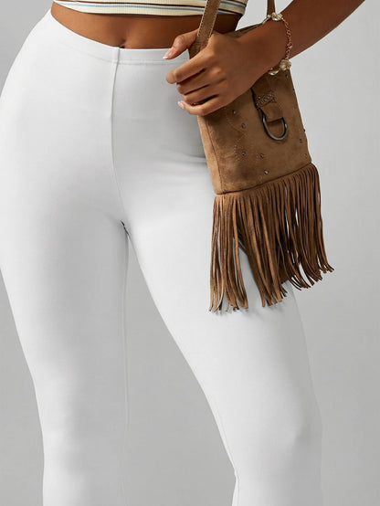 MISSGUIDED Women's White High Waist Capri Leggings Mid Calf Length Stretchy Cropped Pants Casual Summer Everyday Basic Bottoms