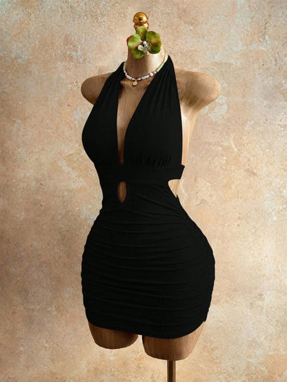 Mistrie Women's Fashionable Sexy Halter Backless Bodycon Dress, Summer