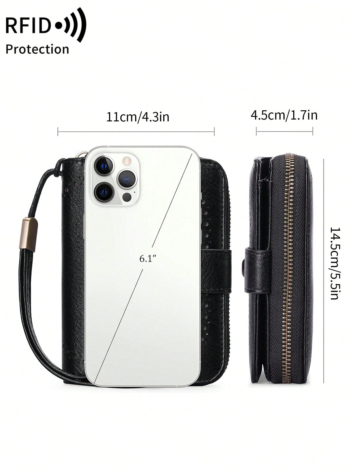 MIYIN RFID Blocking Short Wallet- Large Capacity Vintage Coin With Zipper And Wristband- Multi-Card Slot Credit Card Bag For Men And Woman Multifunction Zipper Wallet Card Holder Hollow Out Vintage
