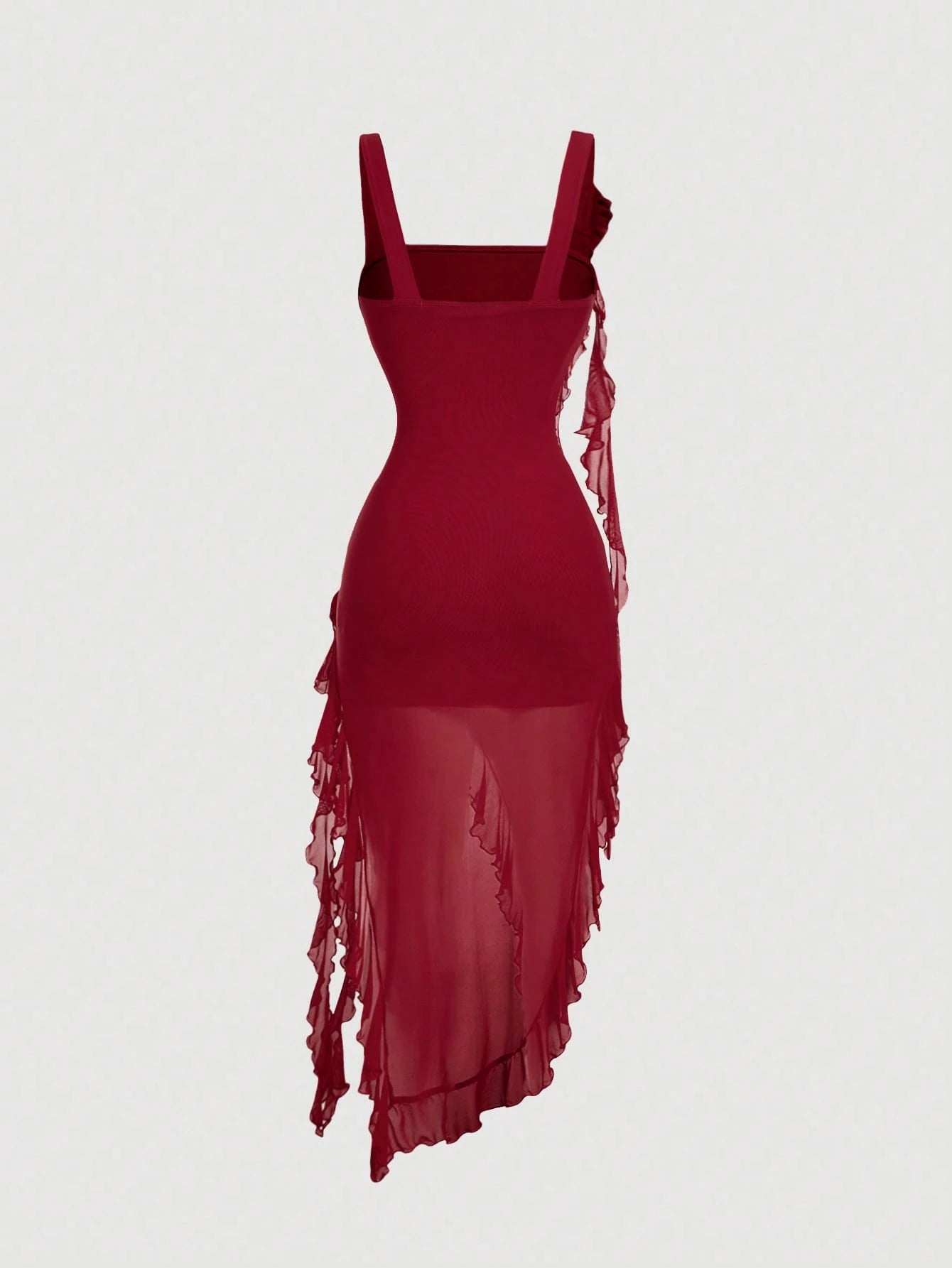 MOD Burgundy 3D Floral Print Women's Dress, Outfit, Valentine's Day New Years Women,Red Dresses For Women,Christmas