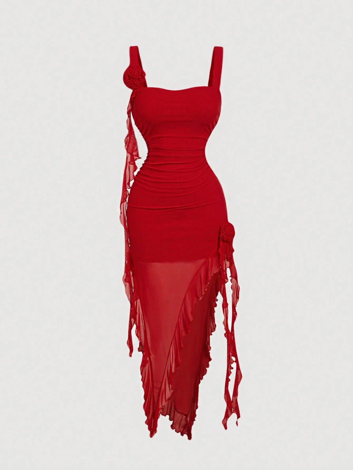 MOD Burgundy 3D Floral Print Women's Dress, Outfit, Valentine's Day New Years Women,Red Dresses For Women,Christmas
