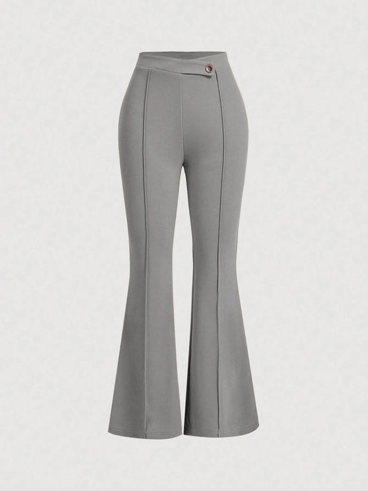 MOD High Waist Flare Leg Black Toothpick Pleats Pants