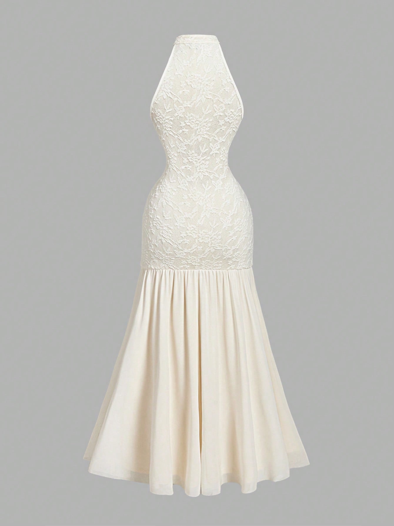 MOD New Chinese Style Mandarin Collar Elegant Fish Tail Dress,Cream White,Summer,Tropical,Cocktail,Kentucky Derby Graduation Rave Hawaii Easter Outfits