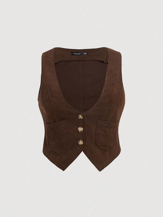 MOD Plus Button Front Vest Jacket Winter Fall Autumn