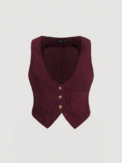 MOD Plus Button Front Vest Jacket Winter Fall Autumn