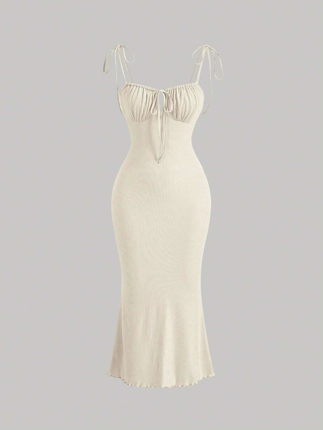 MOD Tie Front Ruched Bust Tie Shoulder Cami Dress,Summer Dresses For Women,Pastel Dresses For Women, Wedding Guest Dress