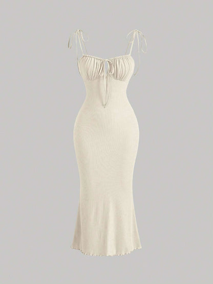 MOD Tie Front Ruched Bust Tie Shoulder Cami Dress,Summer Dresses For Women,Pastel Dresses For Women, Wedding Guest Dress