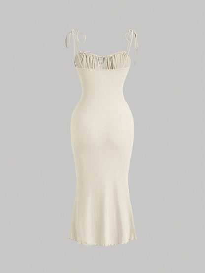 MOD Tie Front Ruched Bust Tie Shoulder Cami Dress,Summer Dresses For Women,Pastel Dresses For Women, Wedding Guest Dress