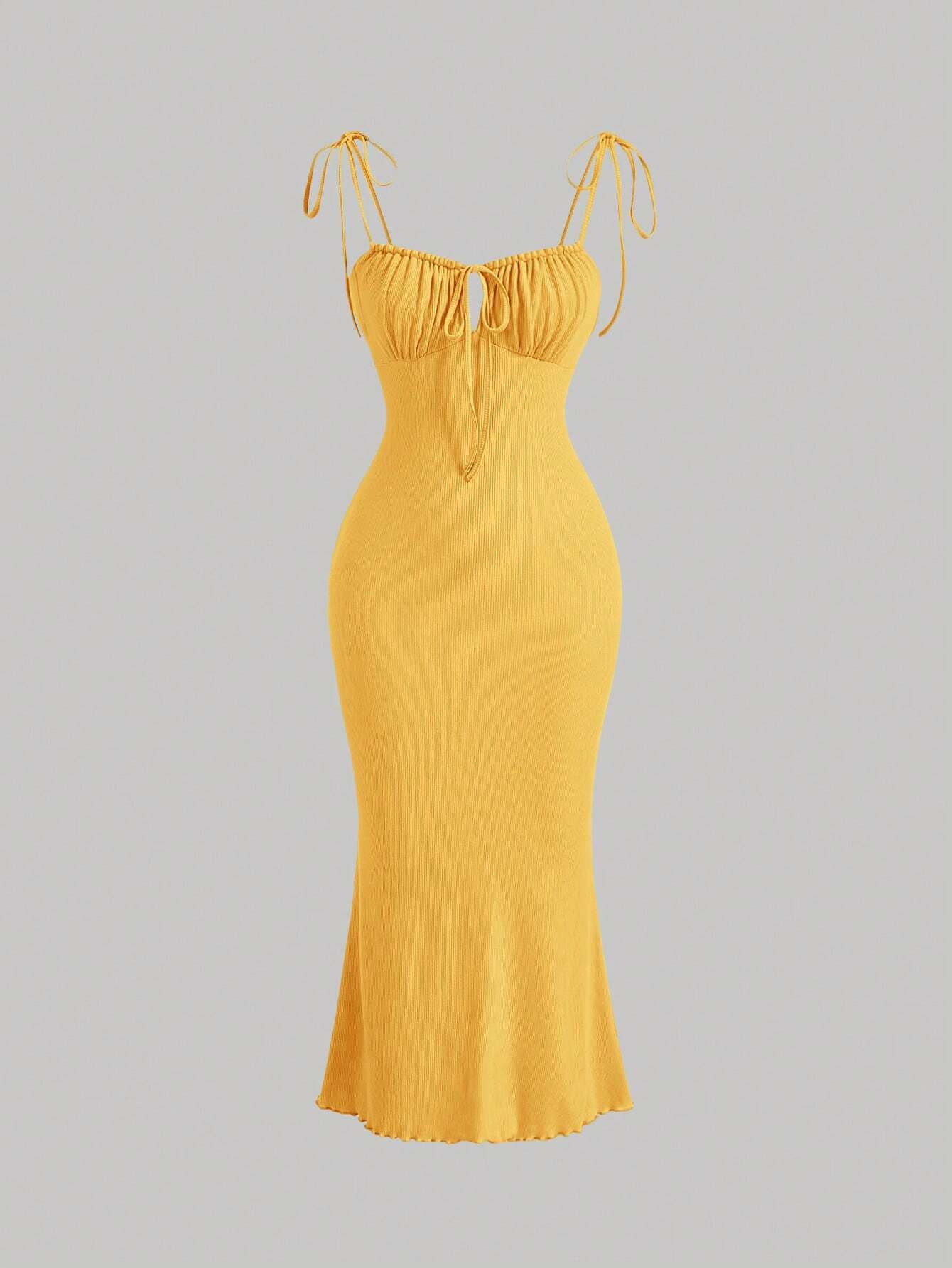 MOD Tie Front Ruched Bust Tie Shoulder Cami Dress,Summer Dresses For Women,Pastel Dresses For Women, Wedding Guest Dress