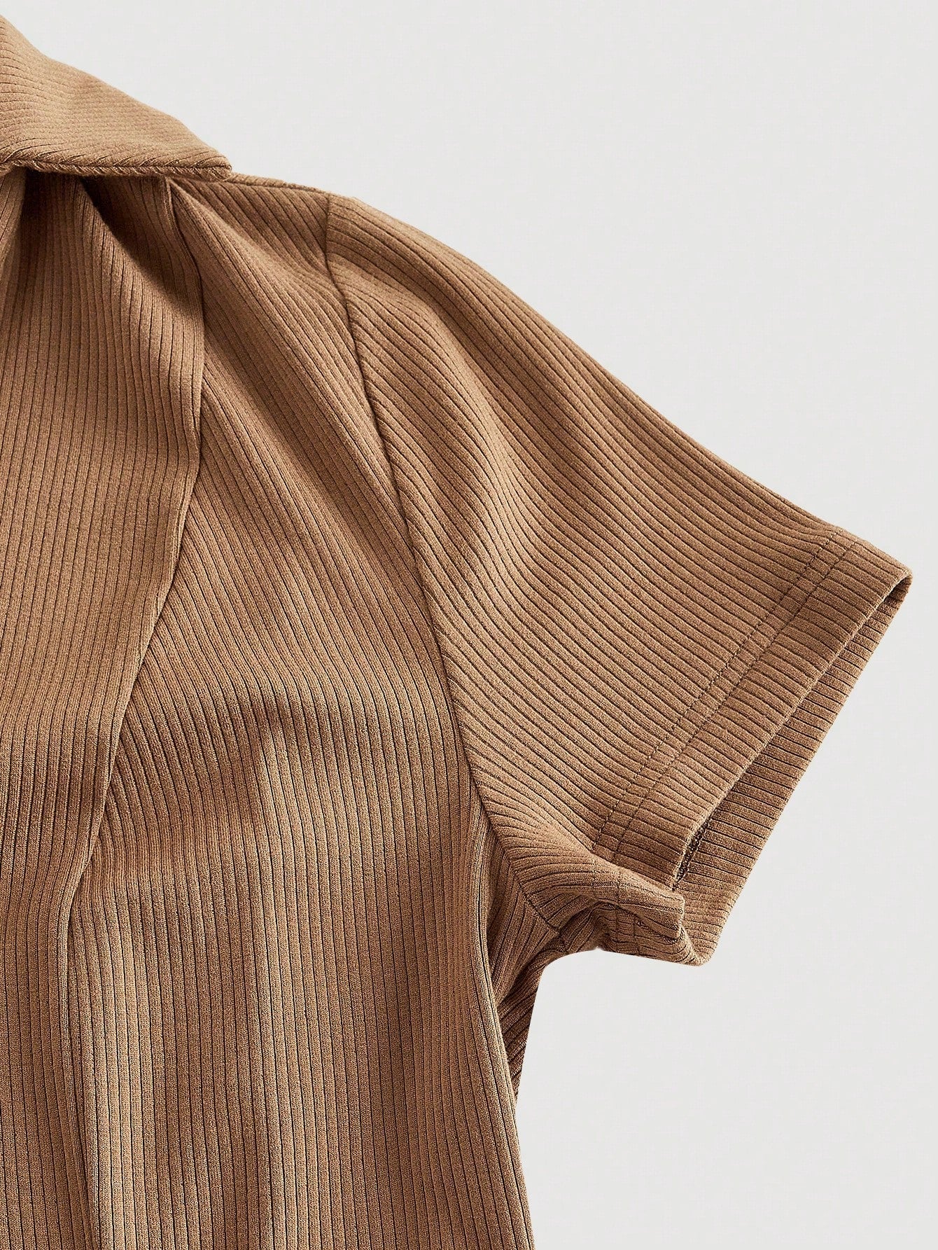 MOD Vintage Brown Ruffle Collar Knitted Mini Dress,Summer,Casual,School,Back-To-School,Preppy Style,70s,Old Money Aesthetic,Office Outfits School