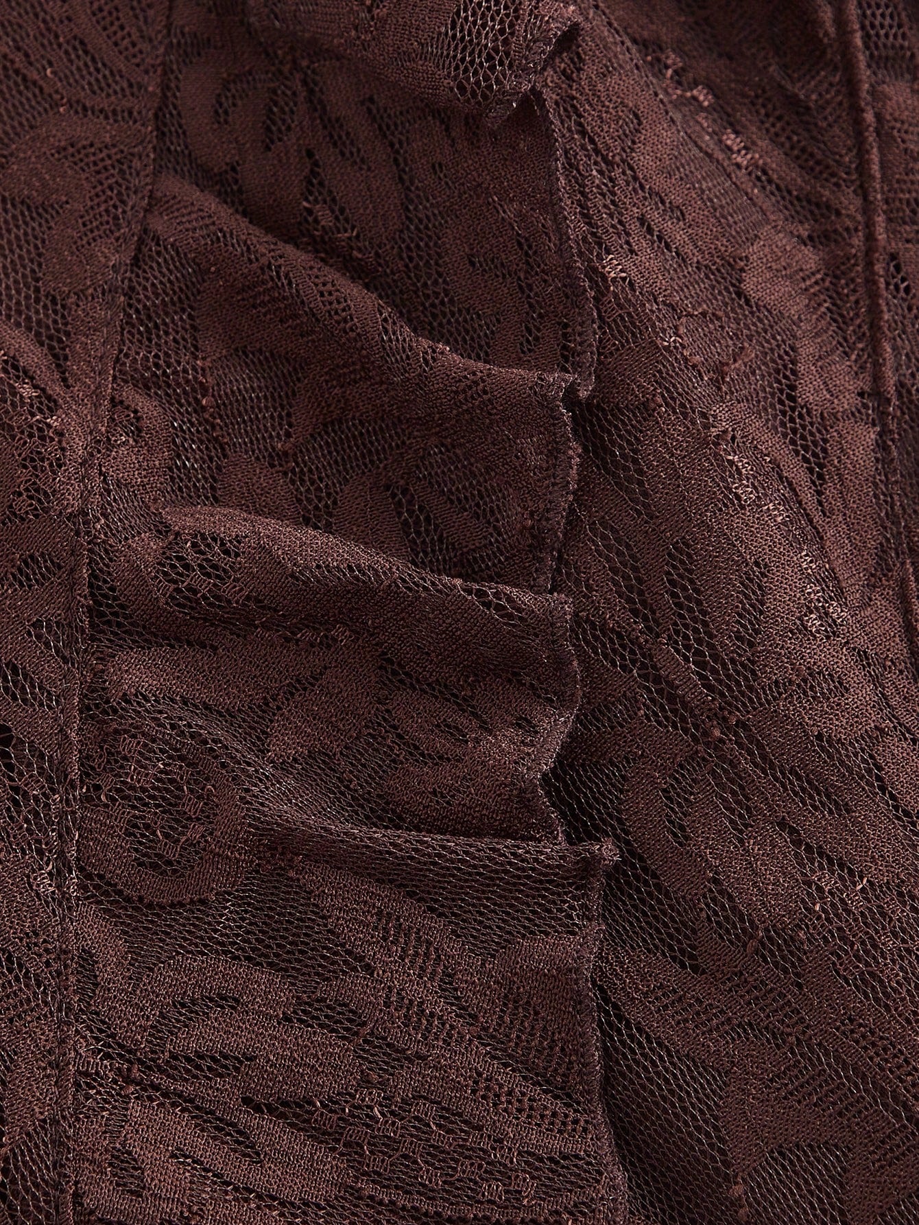 MOD Women Brown Ruffled High Slit Lace Midi Skirt,Winter Elegant Tight Tea Party Wedding Banquet Evening Floral Layered High Waist Skirt Outfits