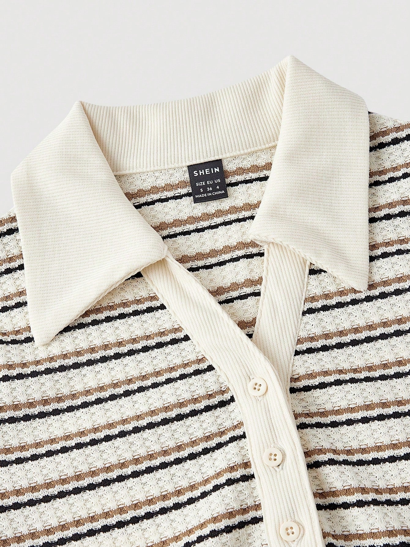 MOD Women's Blue And White Striped Polo Collar Fitted Mid-Length Dress, Summer, Casual, School, Back-To-School, Preppy Office Work Commute Teachers' Day