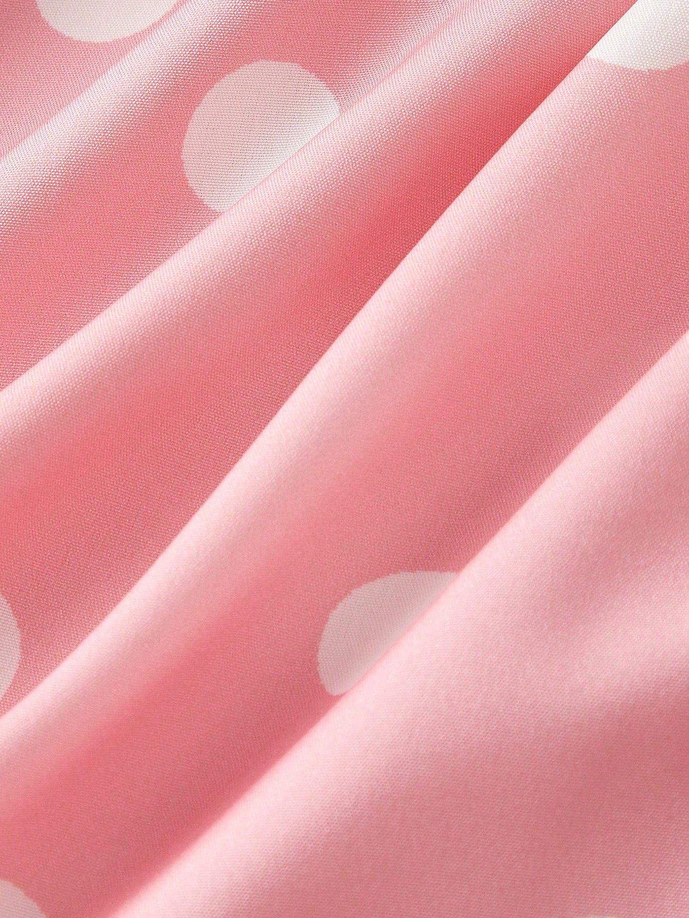 MOD Women's Pink And White Polka Dot 90s Retro Tea Party Summer Dress,Minimalist & Fashionable Bandeau Long Dress For Beach Vacation,Ceremony & Graduation