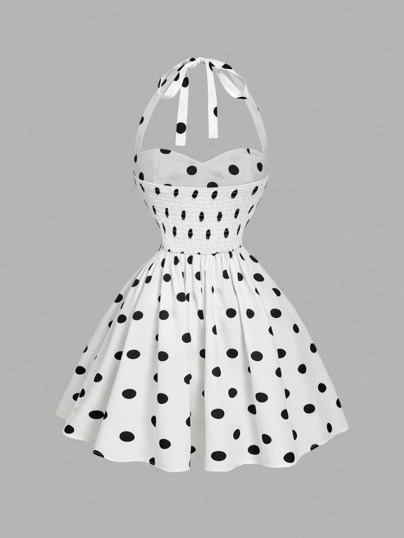 MOD Women's Pink And White Polka Dot 90s Retro Tea Party Summer Dress,Minimalist & Fashionable Bandeau Long Dress For Beach Vacation,Ceremony & Graduation