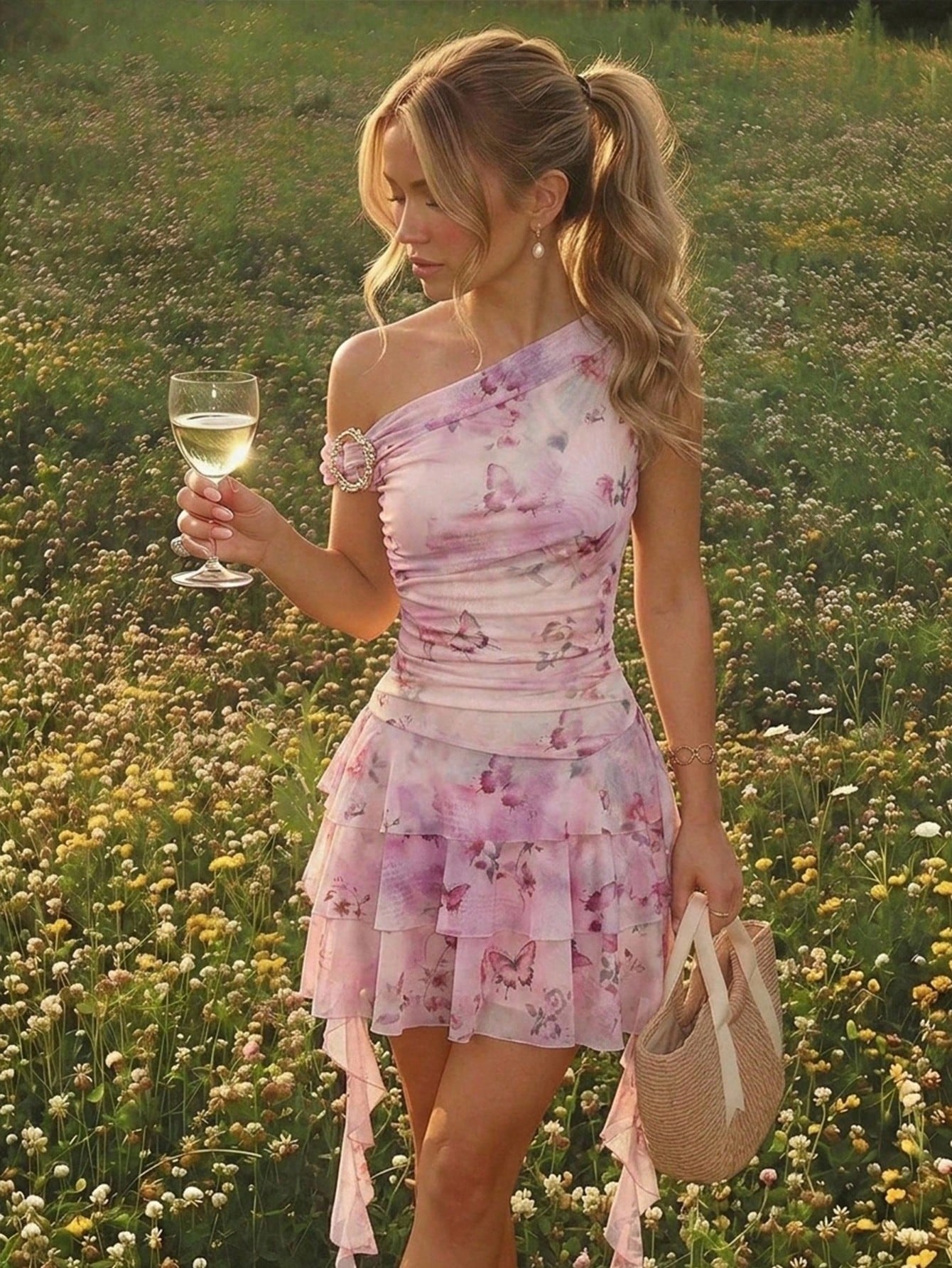 MOD Women's Solid Color Asymmetric Neckline Ruched Sleeveless Mini Dress Summer Vacation Outfits Retro Fairy Sexy Vintage Country Going Out Night Festival