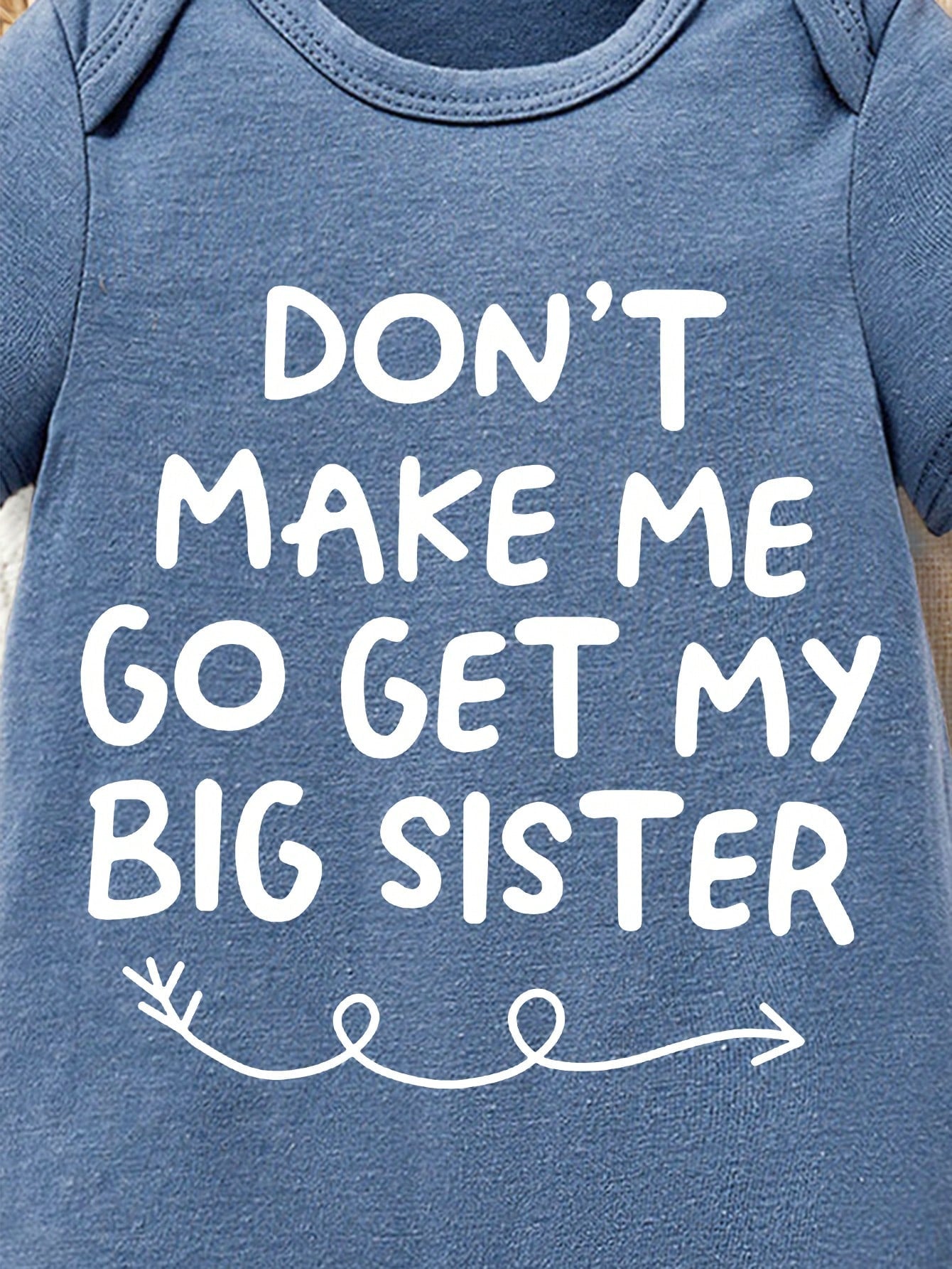 ModeFlare Wear Don''t Make Me Go Get My Big Sister, Baby Boys'' Casual Minimalist Letter Graphic Round Neck Romper, Summer Cotton