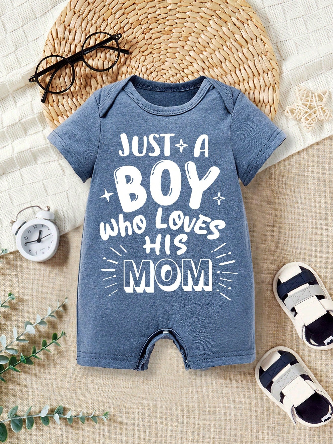 ModeFlare Wear Don''t Make Me Go Get My Big Sister, Baby Boys'' Casual Minimalist Letter Graphic Round Neck Romper, Summer Cotton