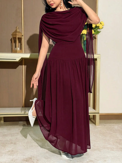 Modelyn Women's Elegant Party Solid Color Ruched Dress