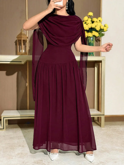 Modelyn Women's Elegant Party Solid Color Ruched Dress
