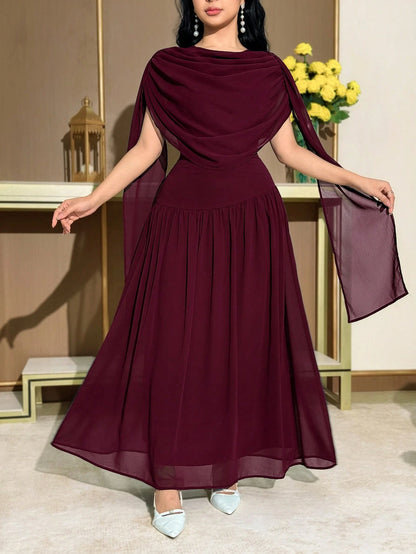 Modelyn Women's Elegant Party Solid Color Ruched Dress