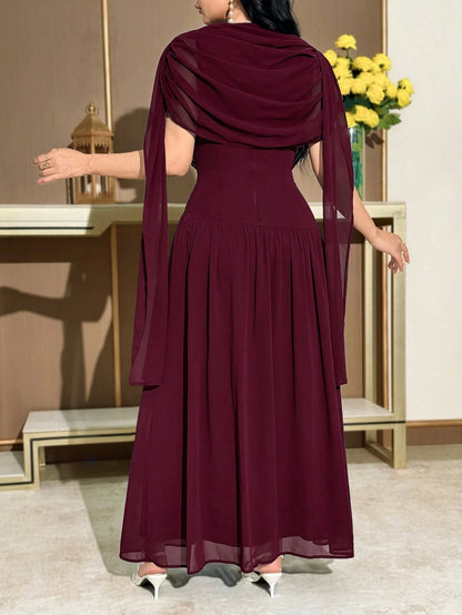 Modelyn Women's Elegant Party Solid Color Ruched Dress