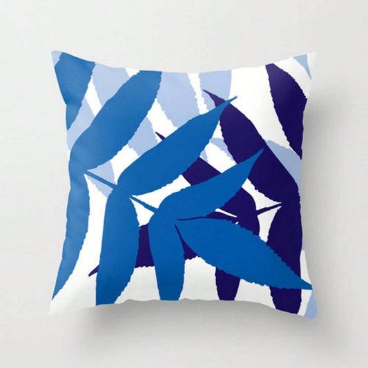 Modern Botanil Leaf Pillow With Insert- Cobalt Royal Navy Blue- Modern Home Dr-.