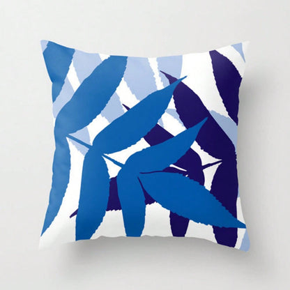 Modern Botanil Leaf Pillow With Insert- Cobalt Royal Navy Blue- Modern Home Dr-.