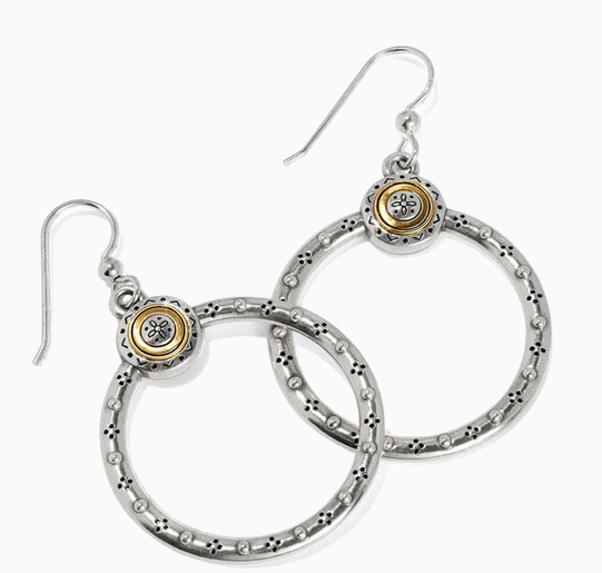 Mosaic Two Tone French Wire Hoop Earrings