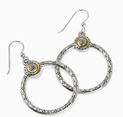 Mosaic Two Tone French Wire Hoop Earrings