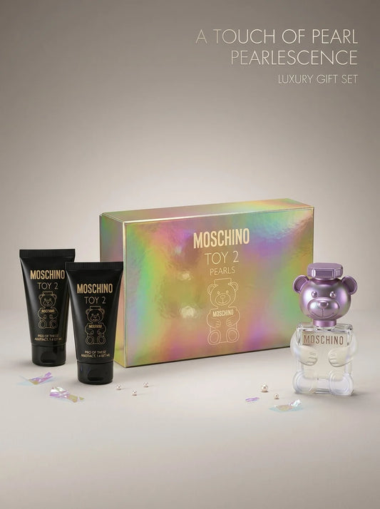 Moschino Toy 2 Pearl 3pcs Gift Set ( 5ml EDP Mini Splash + 25ml S/G + 25 B/L ) For Women Mini Set 0.17oz/5ml+2*0.8oz/25ml- Girlfriend Wife Mother Friend Boyfriend Husband Father Brother Bedroom Decor