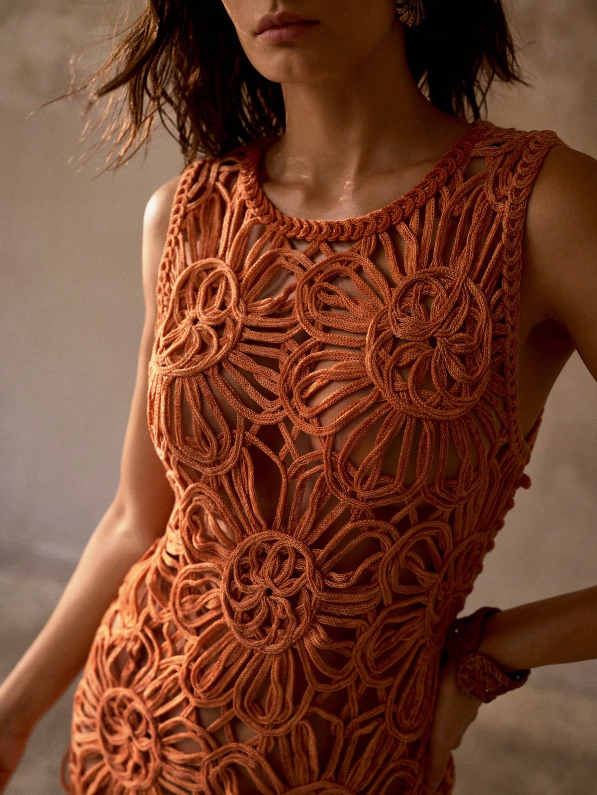 MOTF PREMIUM TEXTURED CROCHET TIE DYE COLOR MESH VACATION BOHEMIAN COVER UP SLEEVELESS MINI DRESS