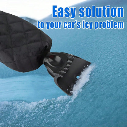 MOTOMATE Car Ice Scraper, Auto Windshield Ice Shovel With Warm Thermal Waterproof Glove, Scratch-Free Car Window Snow Scraper Mitt Windproof Winter Cleaning Tool For Most Vehicles (Black)