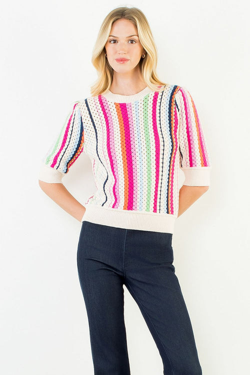 Multi Color Stripe Knit Sweater