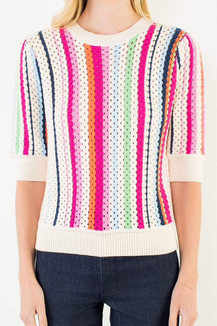 Multi Color Stripe Knit Sweater