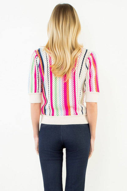 Multi Color Stripe Knit Sweater