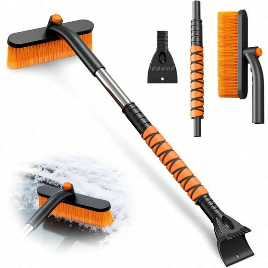 Multi-Functional Snow Brush Ice Scraper With Detachable Ergonomic Foam Grip For Car Automobile Vehicle Window SUV Truck Windshield Patios Driveways Sidewalks Winter Snow Removal