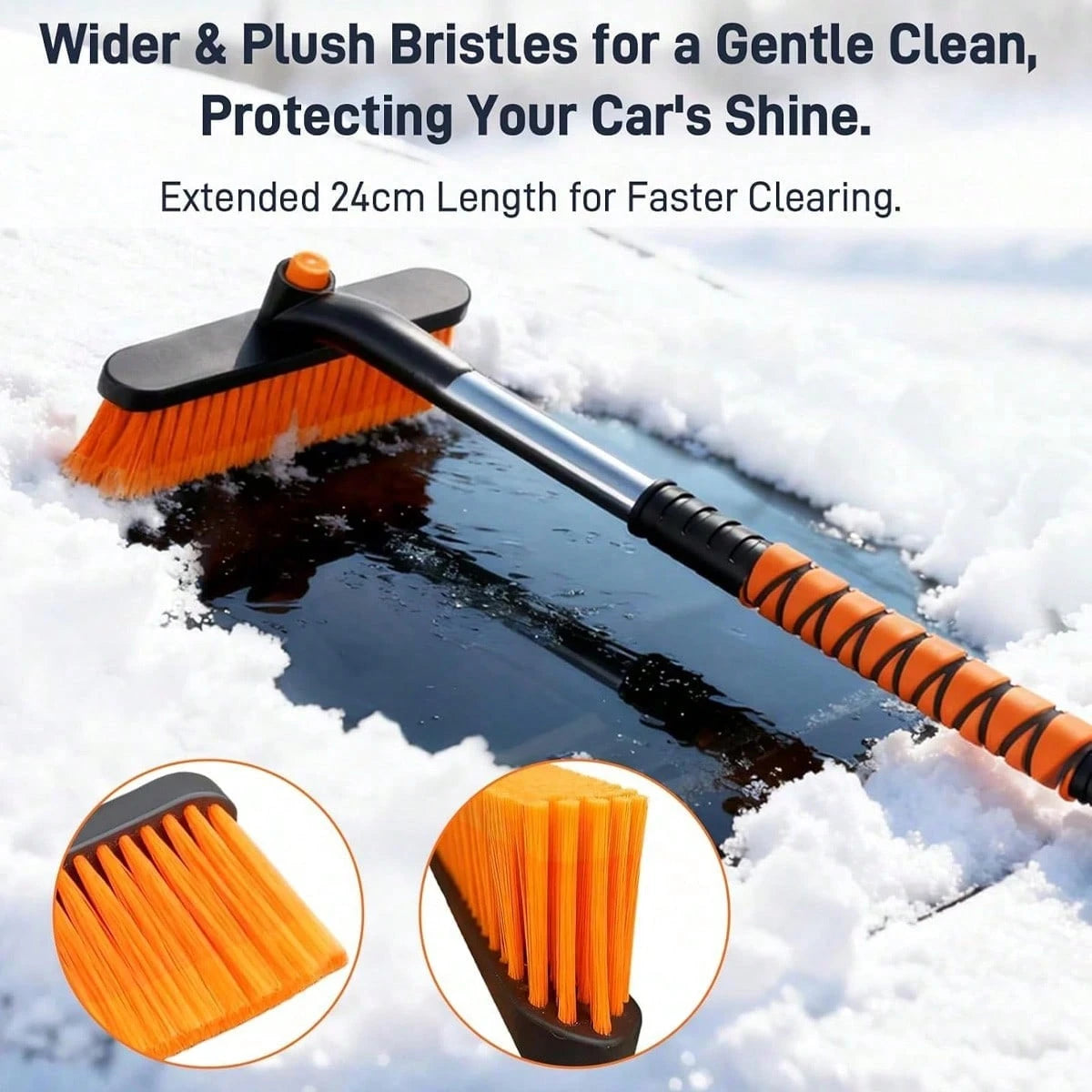 Multi-Functional Snow Brush Ice Scraper With Detachable Ergonomic Foam Grip For Car Automobile Vehicle Window SUV Truck Windshield Patios Driveways Sidewalks Winter Snow Removal