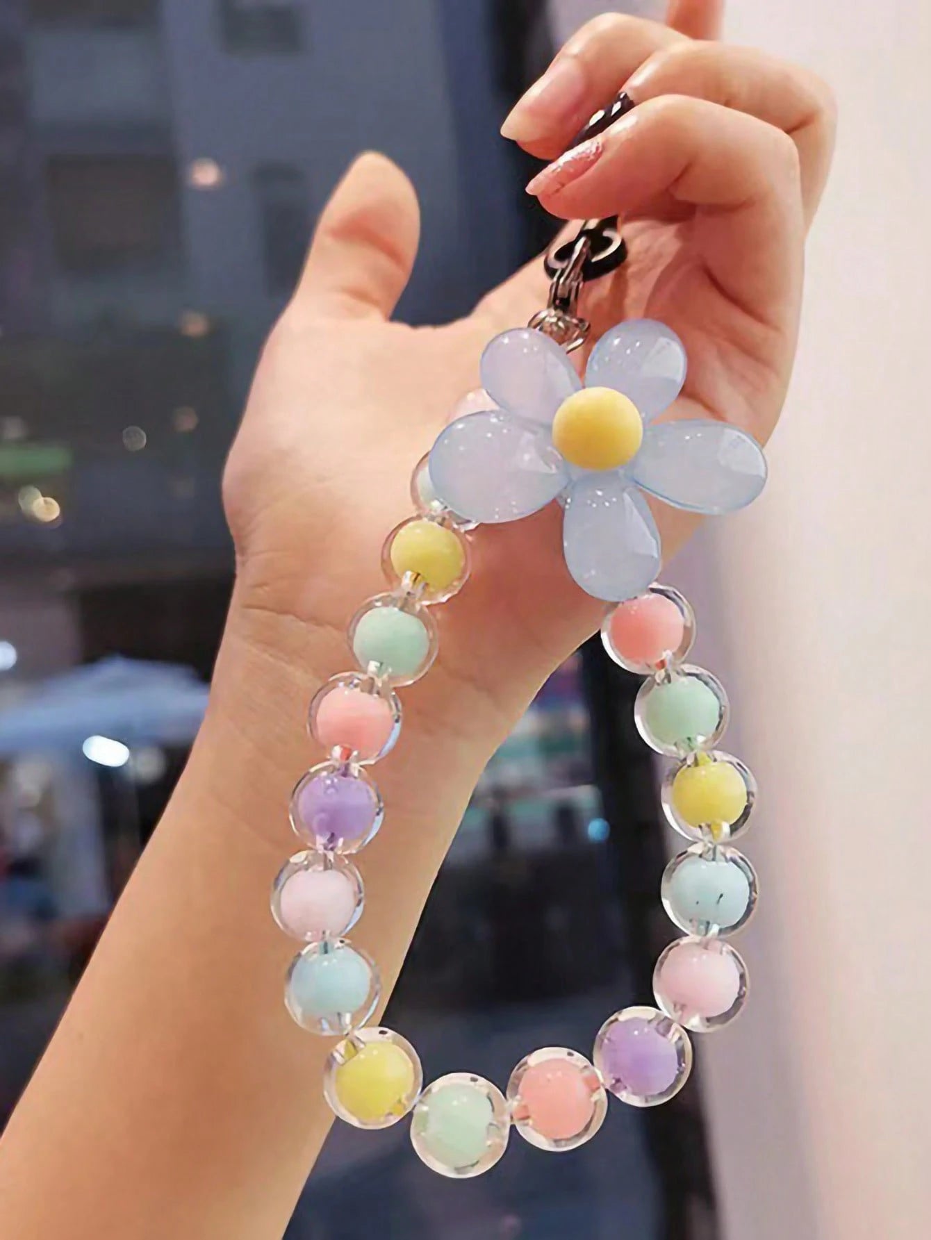 Multicolor Beaded Lanyard Handmade Flower Bead Phone Strap Bracelet Bag Pendant Keychain Korean/Japanese Inspired Summer Floral Bridesmaid Gifts Phone Charm