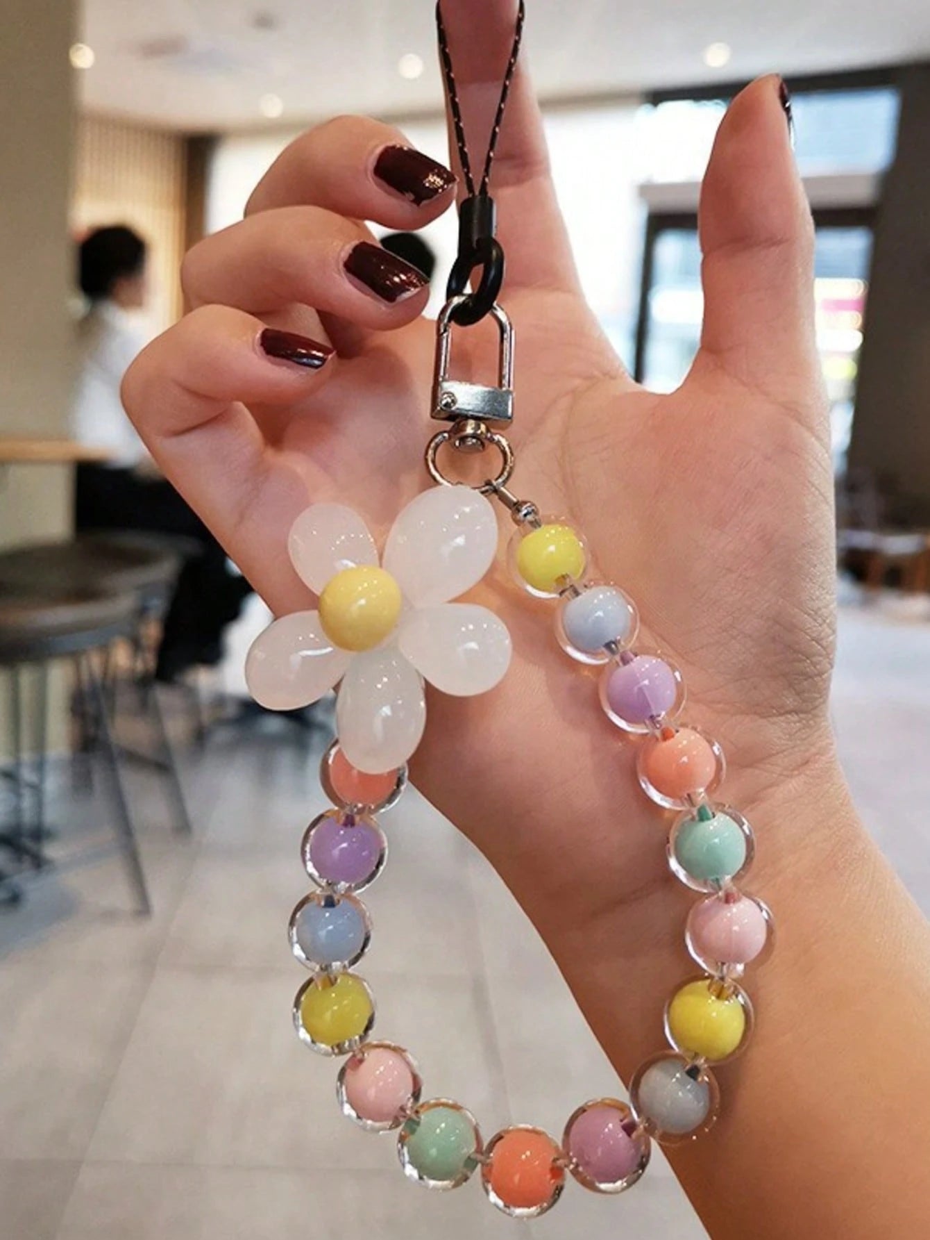 Multicolor Beaded Lanyard Handmade Flower Bead Phone Strap Bracelet Bag Pendant Keychain Korean/Japanese Inspired Summer Floral Bridesmaid Gifts Phone Charm