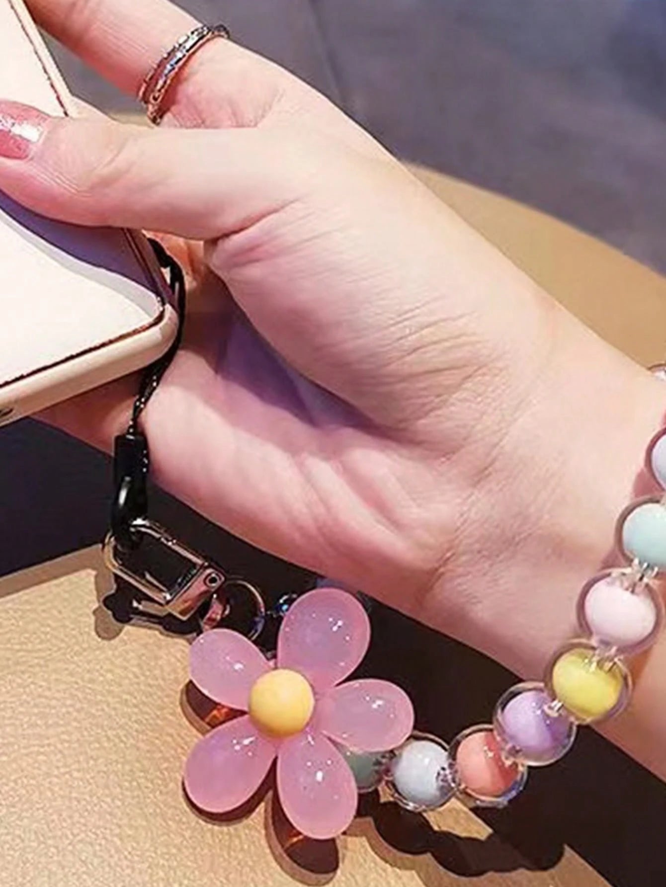 Multicolor Beaded Lanyard Handmade Flower Bead Phone Strap Bracelet Bag Pendant Keychain Korean/Japanese Inspired Summer Floral Bridesmaid Gifts Phone Charm