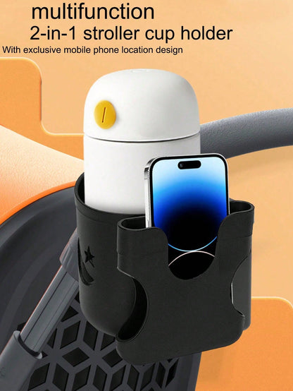 Multifunctional Baby Stroller Cup Holder & Phone Holder, With Bottle And Phone Bracket, Adjustable Clip, Suitable For 0-6 Years Old Children- Easy Installation, For Mom